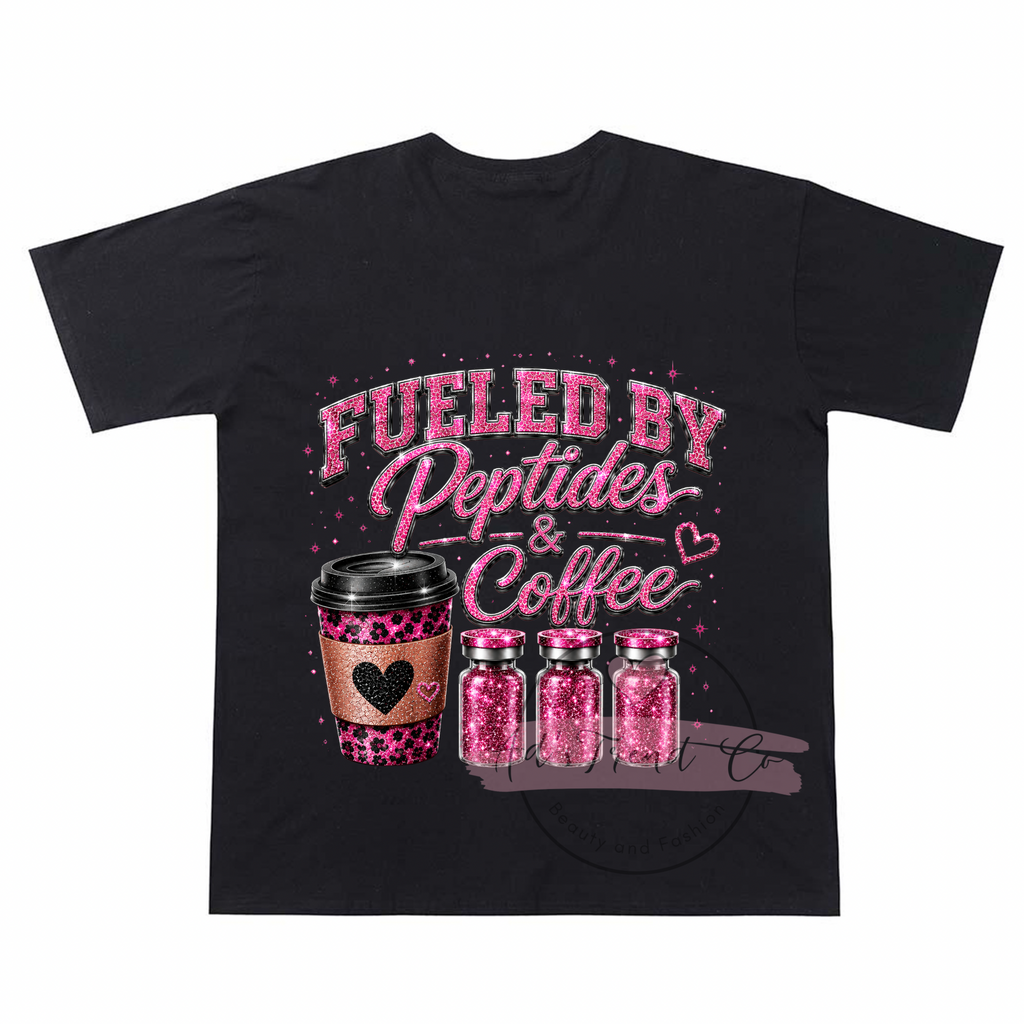 Black T-shirt Fulled by peptides and coffee- soft style
