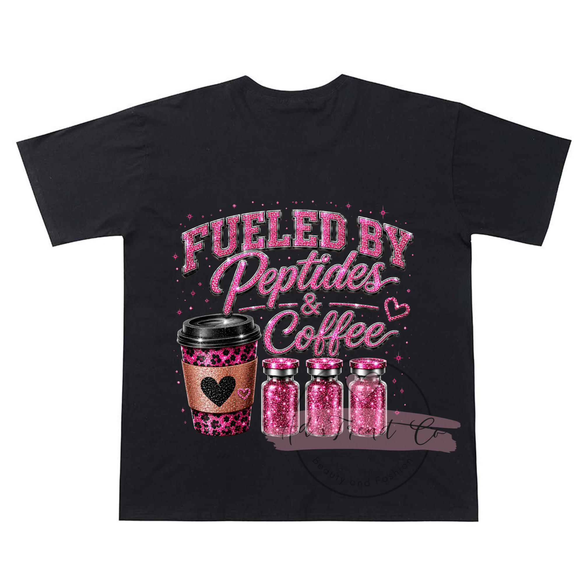 Black T-shirt Fulled by peptides and coffee- soft style