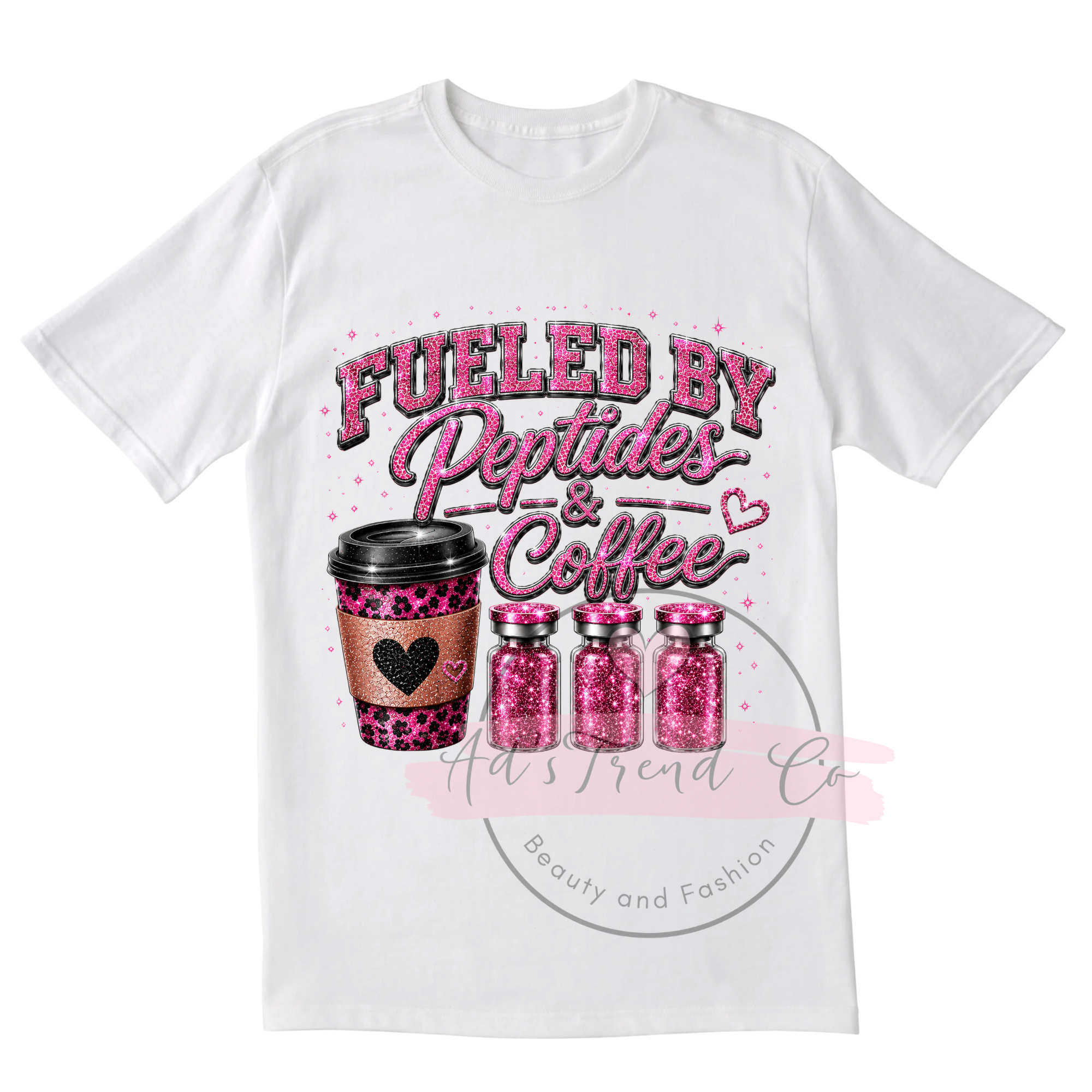 White T-shirt Fulled by peptides and coffee- soft style
